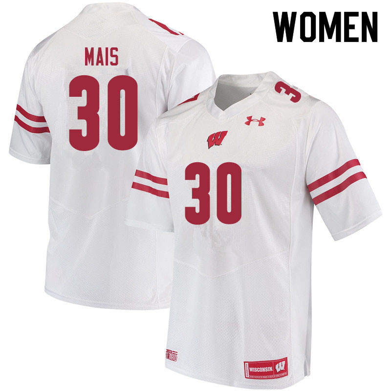 Wisconsin Badgers Women's #30 Tyler Mais NCAA Under Armour Authentic White College Stitched Football Jersey DW40R43JX